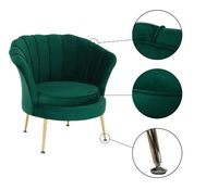 Fauteuil en velours fleuri en forme de fleur avec pieds dorés pour la maison et le salon