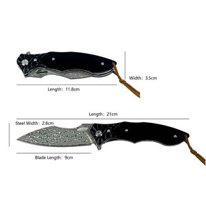 Nuevo cuchillo de acampada plegable de acero de Damasco de alta calidad OEM ODM personalizable con mango de ébano para caza al aire libre al por mayor - Product Image 6