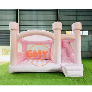 Château gonflable pour enfants à prix avantageux, couleur beige, avec toboggan - Product Image 2