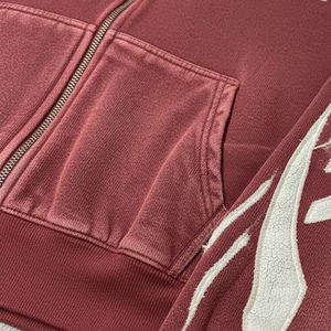 Tracksuit Men Two Piece Distressed <b>Embroidery</b> Men's Tracksuit 100% Cotton Acid Wash Zip up Hoodies And Sweatpants <b>Set</b> - Product Image 4