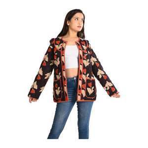 Handmade Reversible Floral Cotton Quilted <b>Jacket</b> <b>for</b> <b>Women</b> Block Print Outerwear Boho Ethnic Style <b>for</b> Autumn <b>Summer</b> Winter - Product Image 2
