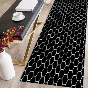 Tapis à motif nid d'abeille, tapis à motif géométrique, tapis imprimé, tapis à poils doux - Product Image 4