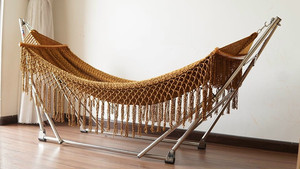 Hamac en corde de coton durable, hamac suspendu bohème pour la cour, le jardin, le camping, les voyages - Product Image 2