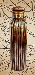 Botella de agua de cobre con forro de sombra negro y cobre, elegante botella de salud Ayurvédica ecológica para uso diario, regalo de oficina de viaje - Product Image 6