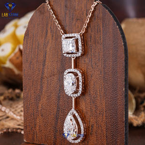 4,91 TDW Princess, Oval & Pear Cut Diamond Rose Gold Pendant by Labstone / Elegant Pendant/Color de la moda/color de la moda - Product Image 2