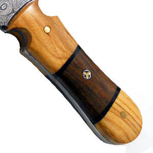 Cuchillos de caza de acero de Damasco de calidad superior con mango de madera de longitud regular Funda de cuero-Soporte OEM personalizable - Product Image 3