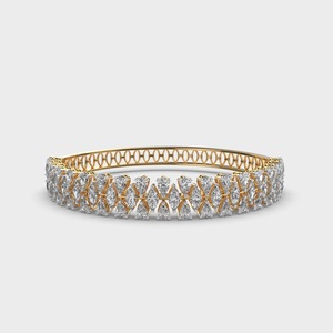 IGI Certified Lab Grown Pear & Marquise Diamond Royal Marquise Cluster <b>Bangle</b> <b>Bracelet</b> in 14K Yellow / White / Rose Gold - Product Image 5