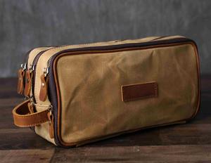 Classic Leather Canvas Travel Toiletry Bag <b>Men</b> Wash <b>Grooming</b> Cosmetic Shaving Organizer Dopp <b>Kit</b> TDB-0108 - Product Image 6