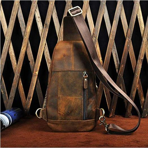 Bolsos de Pecho para Hombre, Bolsos Bandolera de Cuero Genuino, Bolsos Cruzados Triangulares, Mochila con una Sola Correa para el Hombro - Product Image 5