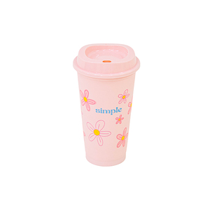 แก้วกาแฟพลาสติก PP ลายดอกไม้ ขนาด 500 มล. พร้อมฝาปิดแบบดูด ใช้ซ้ำได้ เหมาะสำหรับชาเย็น น้ำผลไม้ ชานมไข่มุก แบบนำกลับบ้าน - Product Image 4