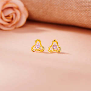 Pendientes de Oro de 14k con Diseño de Pétalos y Zirconia o Moissanita - Joyería Geométrica Moderna para Compromiso - Product Image 1