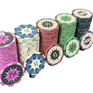 Plateau de jetons de poker en céramique multicolores personnalisable de 10g 40mm avec logo personnalisé pour utilisation au casino - Product Image 1