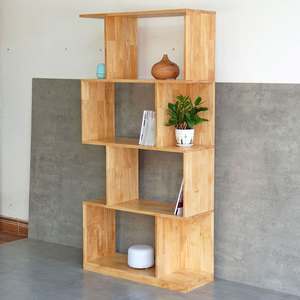 ชั้นวางหนังสือ 4 ชั้น รุ่นโมเดิร์น ทำจากไม้ยางพารา ขนาด 80x30x160 ซม. รุ่น KS68205 แบบตั้งพื้น สำหรับสำนักงาน ห้องนั่งเล่น โรงรถ และจัดเก็บของในบ้าน - Product Image 3