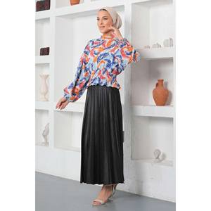 Chemisier Élastique Brodé à Motifs Floraux pour Femmes XS-XL en Chiffon Organza Tissu Tricoté Sans Col Style Décontracté Longueur Avant - Product Image 3