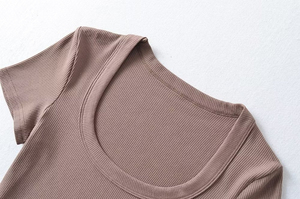 2023 Mùa Hè Đa Năng Tập Thể Dục Crop Tops Vòng Cổ Mỏng Tùy Chỉnh Crop T Áo Sơ Mi Cho Phụ Nữ Mùa Hè Mới Sexy V Cổ Của Phụ Nữ T-Shirt - Product Image 4