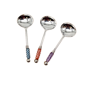 Buena calidad precio de fábrica plata Acero inoxidable plata espejo pulido utensilios de cocina cucharón utensilio cuchara para Hotel restaurante - Product Image 1