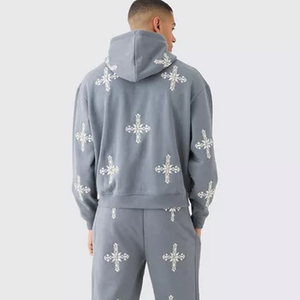 Fourniture en gros du fabricant Sweat-shirt à capuche ample en molleton pour hommes Sweat-shirt à capuche brodé pour la saison hivernale - Product Image 3