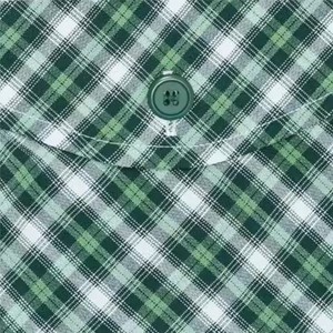 Pijama tejido a cuadros verde con logotipo personalizado, pantalones de salón de corte regular, tela CVC suave, cintura con cordón y bolsillos laterales - Product Image 5