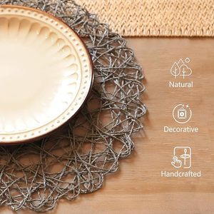 Vente en gros prix d'usine napperon rond naturel antidérapant résistant à la chaleur papier tressé table à manger intérieure et extérieure style classique - Product Image 3