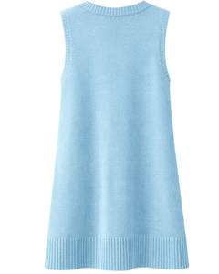 Light Blue <b>Womens</b> Knitted Sleeveless <b>Sweater</b> <b>Vest</b> V Neck Soft Acrylic Winter Layering Casual Custom Manufacturer OEM WholesaleEx - Product Image 2