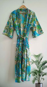 ชุดกิโมโนผ้าฝ้ายทำมือพิมพ์ลาย Paisley น้ำหนักเบาสำหรับชุดนอนเจ้าสาวชายหาดขนาดฟรีไซส์ - Product Image 5