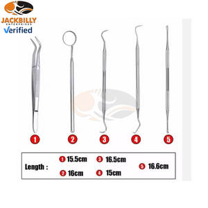 Set de Exploración Dental Básica de 5 Piezas, Acero Inoxidable, Espejo Dental, Raspador, Pinzas, Fuente de Alimentación Manual, Instrumentos Profesionales - Product Image 3