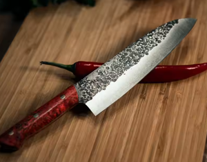 Cuchillos de Chef PRESTIGE BLADES Hechos a Mano de Acero con Alto Contenido de Carbono 1095 - Extra Afilados, Duraderos, Ambidiestros, Acabado Cepillado, Aptos para Lavavajillas - Product Image 2