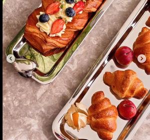 Design moderne Plateaux de service décoratifs en métal argenté Forme rectangulaire Passe au lave-vaisselle Sécurité alimentaire Contact Vente en gros - Product Image 3