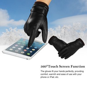 Premium QST International Guantes de conducción de invierno de cuero genuino para hombres Protección deportiva Pantalla táctil ligera Compatible Cálido - Product Image 5