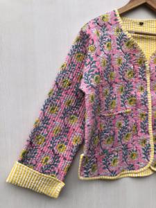 เสื้อแจ็คเก็ตโบฮีเมียนสีชมพู  แบบเย็บลายดอกไม้  ทำมือจากผ้าฝ้าย  สไตล์ลายดอกไม้  เสื้อโค้ทแจ็คเก็ตสำหรับฤดูใบไม้ร่วงและฤดูหนาว  สตรีทแวร์  แบบสองด้าน  ของขวัญสำหรับเธอ - Product Image 2