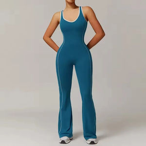 Ensemble de yoga pour femmes tendance 2025 Nouvelle arrivée Motif uni Taille haute élastique extensible dans les quatre sens Leggings 2 pièces Équipement de fitness - Product Image 1