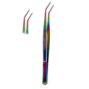 Pince à épiler dentaire de qualité supérieure en acier allemand enduit de couleur avec une pince à épiler coudée avec une pince à épiler universitaire personnalisée en gros avec OEM - Product Image 5