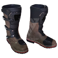 Sepatu Balap Motor Kulit Sapi Model Baru Buatan Khusus Sepatu Balap Kustom Sepatu Kulit Motocross untuk Pengendara Motor