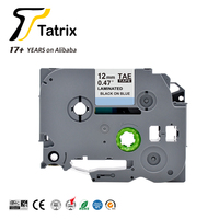 Cartouche de ruban adhésif laminé Tatrix P-touch Label TZ531 TZe531 TZ-531 TZe-531 12 mm noir sur bleu pour imprimante Brother P-Touch PT-2200