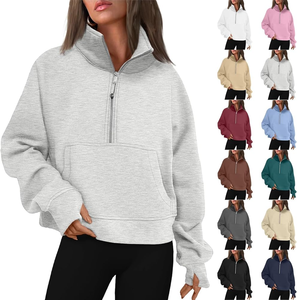 Precio más bajo Mujeres Mock Neck Fleece Zip-Up Hoodie Transpirable Winter Wear Tie Dye Pocket Made Poliéster/Algodón - Product Image 2