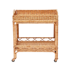 Modern Handwoven Natural Rattan Trolley New Design Farmhouse Bar Cart <b>Wheels</b> for Dining Restaurant Hotel Use Direct Vietnam - Product Image 3