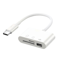Pembaca Kartu MicroSD USB C Adaptor SD OTG 3 in 1 Dengan Casing ABS untuk Smartphone Android, Impor Foto Kamera, Perjalanan
