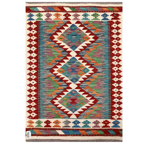 Alfombra Kilim de Maimana, Afganistán, 117 x 81 cm, Arte Decorativo para Pared - Product Image 1