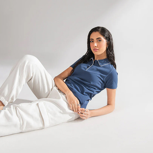 Camisas de Equitación para Mujer de Alta Calidad, Transpirables, de Punto, Casuales, Cortas, Lisas, con Patrón Sólido, Logotipo Personalizado - Product Image 5