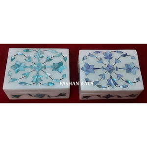 Nouveau fait à la main en marbre blanc nacre incrustation boîte à bijoux Rectangle forme fleur conception utilisée pour les cadeaux fins pour les invités - Product Image 1