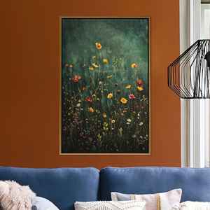 Impression botanique vintage : Tableau mural sur toile imprimée sur le thème des fleurs sauvages, encadré or - Product Image 1