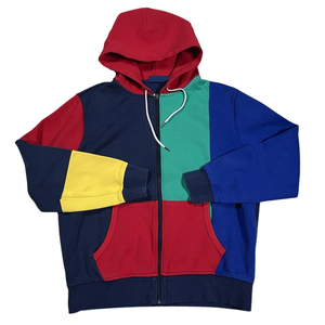 Sudaderas con capucha de primera calidad para hombre, cremallera completa, bloque de Color, azul, rojo, amarillo, algodón transpirable, mezcla de cremallera, sudadera básica para hombre - Product Image 1