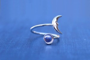 Bague en argent sterling 925 ronde avec lunette vierge, bague de réglage en pierre cabochon, bague de serrage vierge réglable fabrication de bijoux à bricoler soi-même - Product Image 3