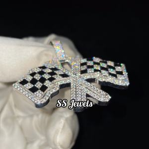 Pendentif Hip Hop en argent 925 fait à la main avec drapeau Moissanite VVS1 entièrement glacé Rappeur personnalisé Cadeau pour homme plaqué rhodium 23.00 grammes - Product Image 4