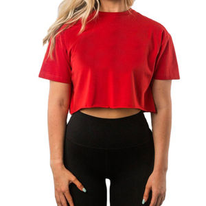 Nouvel arrivage de haut court pour femmes, logo personnalisé, respirant, été, manches courtes, en coton, teint uni, grande taille, style décontracté, solide - Product Image 1