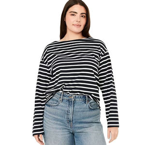 Camiseta de Manga Larga Personalizada para Mujer, Talla Grande, 100% Algodón, Estilo Casual Urbano, Ajuste Holgado, Estampado Ecológico - Product Image 2