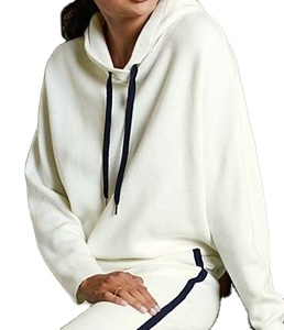 Sudadera con Capucha Asimétrica de Punto con Lavado Ácido de Moda para Mujer, Talla Grande, Transpirable, de Algodón Terry para Invierno/Primavera, Ropa Casual de Calle Estampada - Product Image 3