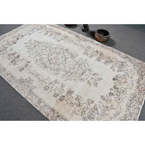 Clásico Vintage 5,2X9 pies blanco Beige lana alfombra turca tejido plano Patchwork patrón látex para sala de estar pasillo decoraciones - Product Image 4