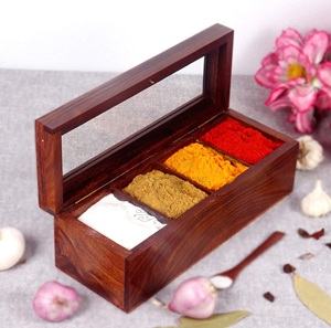 Handmade Wooden Spice Masala Box With Solid <b>Wood</b> 9 Compartments Masala Box Classic Handcrafted Wooden Spice Rack - Product Image 6