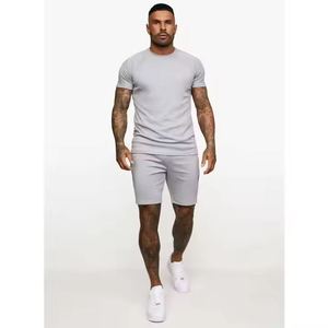 Autumn 100% Polyester Slim Fit T-Shirt Shorts <b>Set</b> Quick Dry Neck Short Sleeves Solid Plain Design Logo Print Breathable Summer - Product Image 3